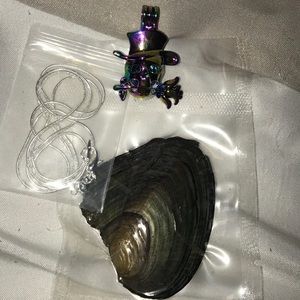 Halloween rainbow skull cage with chain and oyster